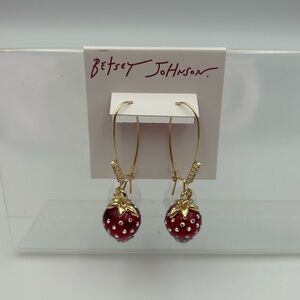 *New* Betsey Johnson Strawberry Earrings With Rhinestones